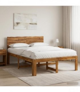 vidaXL Double Bed Frame with Headboard ROSTOCK Natural 150 x 200 cm