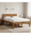 vidaXL Double Bed Frame with Headboard ROSTOCK Natural 150 x 200 cm