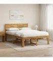 vidaXL Double Bed Frame with Headboard ROSTOCK White 150 x 200 cm