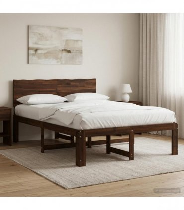 vidaXL Double Bed Frame with Headboard ROSTOCK Dark Brown 160 x 200 cm