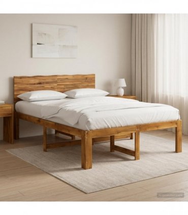 vidaXL Double Bed Frame with Headboard ROSTOCK Natural 160 x 200 cm