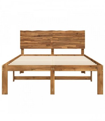 vidaXL Double Bed Frame with Headboard ROSTOCK Natural 160 x 200 cm