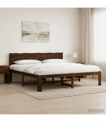 vidaXL Double Bed Frame with Headboard ROSTOCK Dark Brown 180 x 200 cm