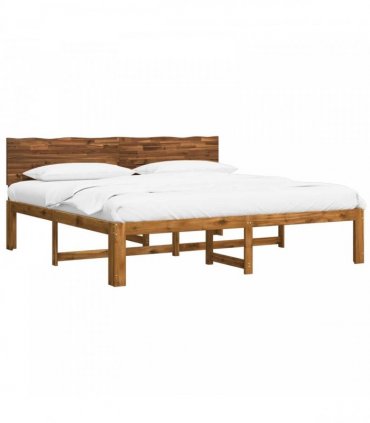 vidaXL Double Bed Frame with Headboard ROSTOCK Natural 180 x 200 cm