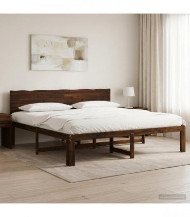 vidaXL Double Bed Frame with Headboard ROSTOCK Dark Brown 200 x 200 cm