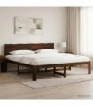 vidaXL Double Bed Frame with Headboard ROSTOCK Dark Brown 200 x 200 cm