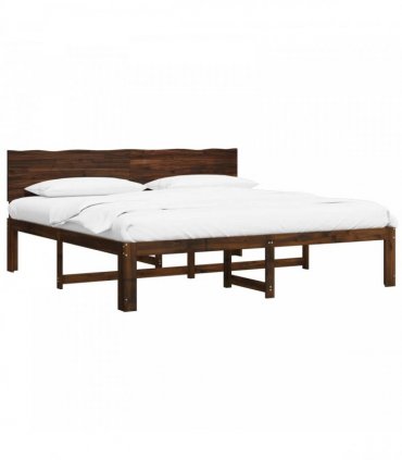 vidaXL Double Bed Frame with Headboard ROSTOCK Dark Brown 200 x 200 cm