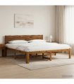 vidaXL Double Bed Frame with Headboard ROSTOCK Natural 200 x 200 cm