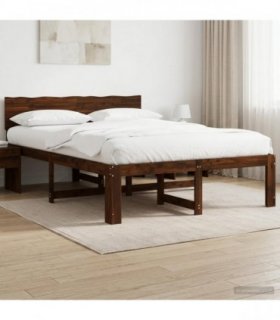 vidaXL Double Bed Frame with Headboard ROSTOCK Dark Brown 150 x 200 cm