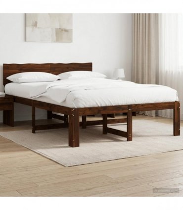 vidaXL Double Bed Frame with Headboard ROSTOCK Dark Brown 150 x 200 cm