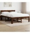 vidaXL Double Bed Frame with Headboard ROSTOCK Dark Brown 150 x 200 cm
