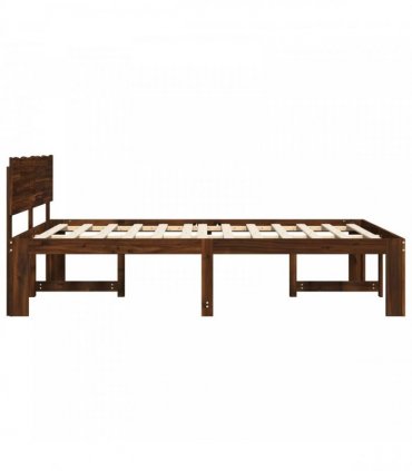 vidaXL Double Bed Frame with Headboard ROSTOCK Dark Brown 150 x 200 cm