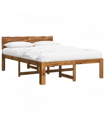 vidaXL Double Bed Frame with Headboard ROSTOCK Natural 150 x 200 cm