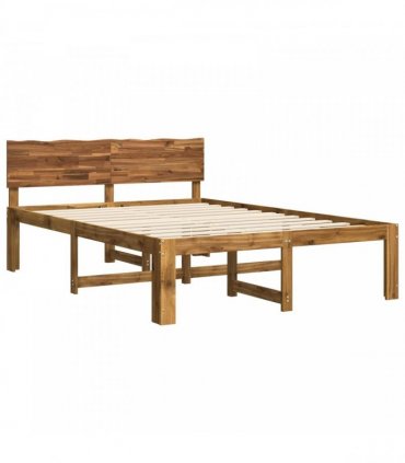 vidaXL Double Bed Frame with Headboard ROSTOCK Natural 150 x 200 cm