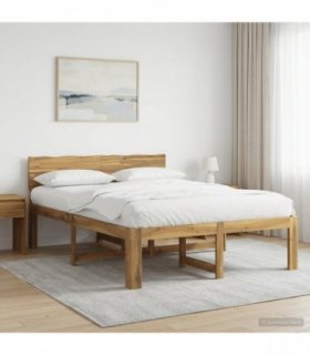 vidaXL Double Bed Frame with Headboard ROSTOCK White 150 x 200 cm