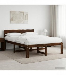 vidaXL Double Bed Frame with Headboard ROSTOCK Dark Brown 160 x 200 cm