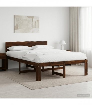 vidaXL Double Bed Frame with Headboard ROSTOCK Dark Brown 160 x 200 cm