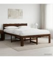 vidaXL Double Bed Frame with Headboard ROSTOCK Dark Brown 160 x 200 cm