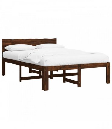 vidaXL Double Bed Frame with Headboard ROSTOCK Dark Brown 160 x 200 cm