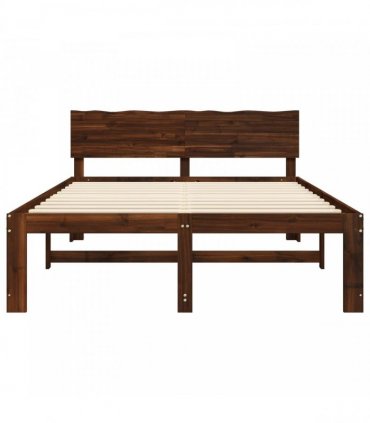 vidaXL Double Bed Frame with Headboard ROSTOCK Dark Brown 160 x 200 cm
