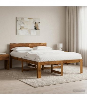 vidaXL Double Bed Frame with Headboard ROSTOCK Natural 160 x 200 cm