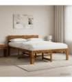 vidaXL Double Bed Frame with Headboard ROSTOCK Natural 160 x 200 cm