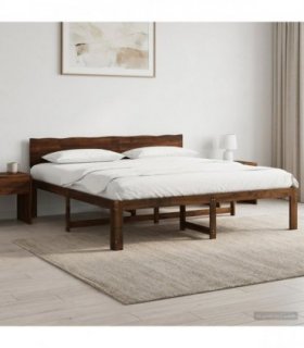 vidaXL Double Bed Frame with Headboard ROSTOCK Dark Brown 180 x 200 cm