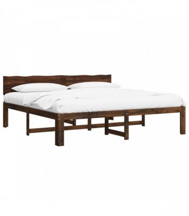vidaXL Double Bed Frame with Headboard ROSTOCK Dark Brown 180 x 200 cm