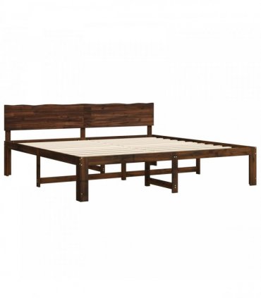 vidaXL Double Bed Frame with Headboard ROSTOCK Dark Brown 180 x 200 cm