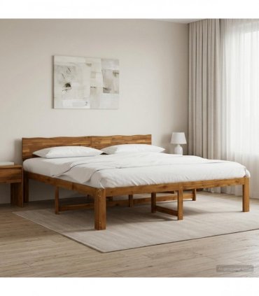 vidaXL Double Bed Frame with Headboard ROSTOCK Natural 180 x 200 cm