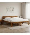 vidaXL Double Bed Frame with Headboard ROSTOCK Natural 180 x 200 cm