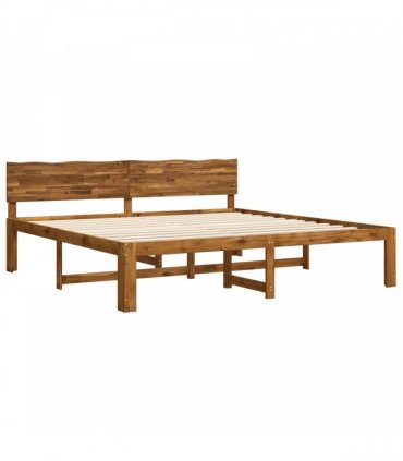 vidaXL Double Bed Frame with Headboard ROSTOCK Natural 180 x 200 cm