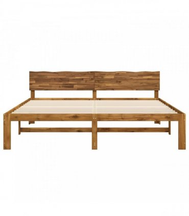 vidaXL Double Bed Frame with Headboard ROSTOCK Natural 180 x 200 cm