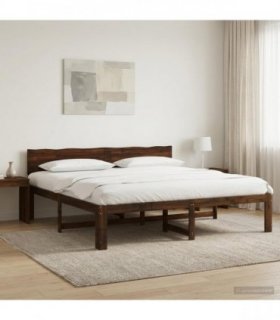 vidaXL Double Bed Frame with Headboard ROSTOCK Dark Brown 200 x 200 cm