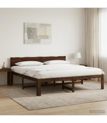 vidaXL Double Bed Frame with Headboard ROSTOCK Dark Brown 200 x 200 cm