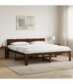 vidaXL Double Bed Frame with Headboard ROSTOCK Dark Brown 200 x 200 cm