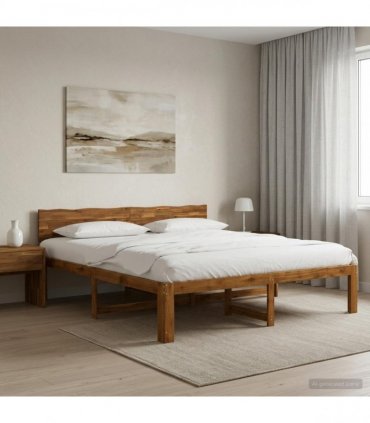 vidaXL Double Bed Frame with Headboard ROSTOCK Natural 200 x 200 cm