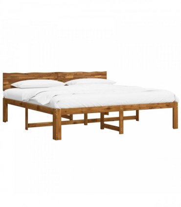 vidaXL Double Bed Frame with Headboard ROSTOCK Natural 200 x 200 cm