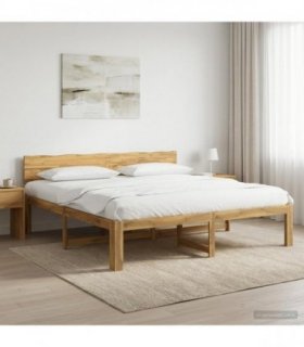 vidaXL Double Bed Frame with Headboard ROSTOCK White 200 x 200 cm