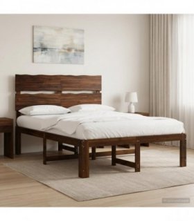 vidaXL Double Bed Frame with Headboard ROSTOCK Dark Brown 120 x 190 cm