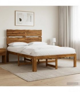 vidaXL Double Bed Frame with Headboard ROSTOCK Natural 120 x 190 cm