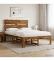 vidaXL Double Bed Frame with Headboard ROSTOCK Natural 120 x 190 cm