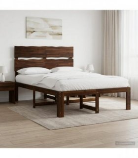 vidaXL Double Bed Frame with Headboard ROSTOCK Dark Brown 135 x 190 cm