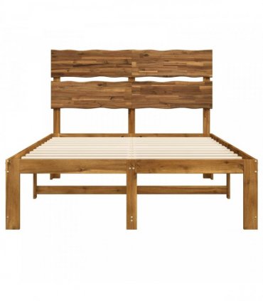 vidaXL Double Bed Frame with Headboard ROSTOCK Natural 135 x 190 cm