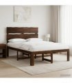 vidaXL Double Bed Frame with Headboard ROSTOCK Dark Brown 140 x 190 cm