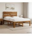 vidaXL Double Bed Frame with Headboard ROSTOCK Natural 140 x 190 cm