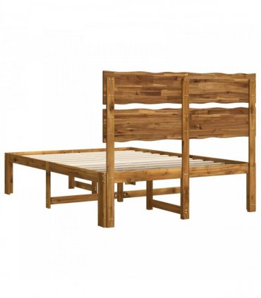 vidaXL Double Bed Frame with Headboard ROSTOCK Natural 140 x 190 cm