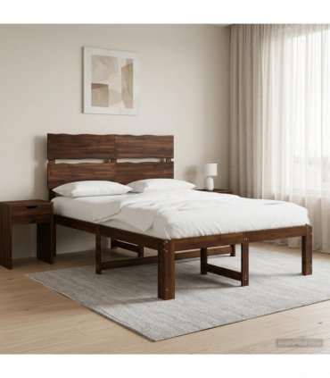 vidaXL Double Bed Frame with Headboard ROSTOCK Dark Brown 120 x 200 cm