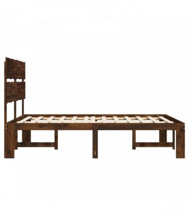 vidaXL Double Bed Frame with Headboard ROSTOCK Dark Brown 120 x 200 cm
