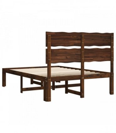 vidaXL Double Bed Frame with Headboard ROSTOCK Dark Brown 120 x 200 cm